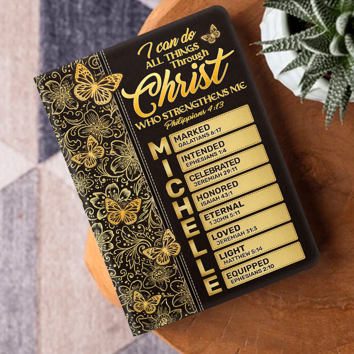 I Can Do All Things Through Christ Who Strengthens Me  | Personalized Leather Cover Notebook