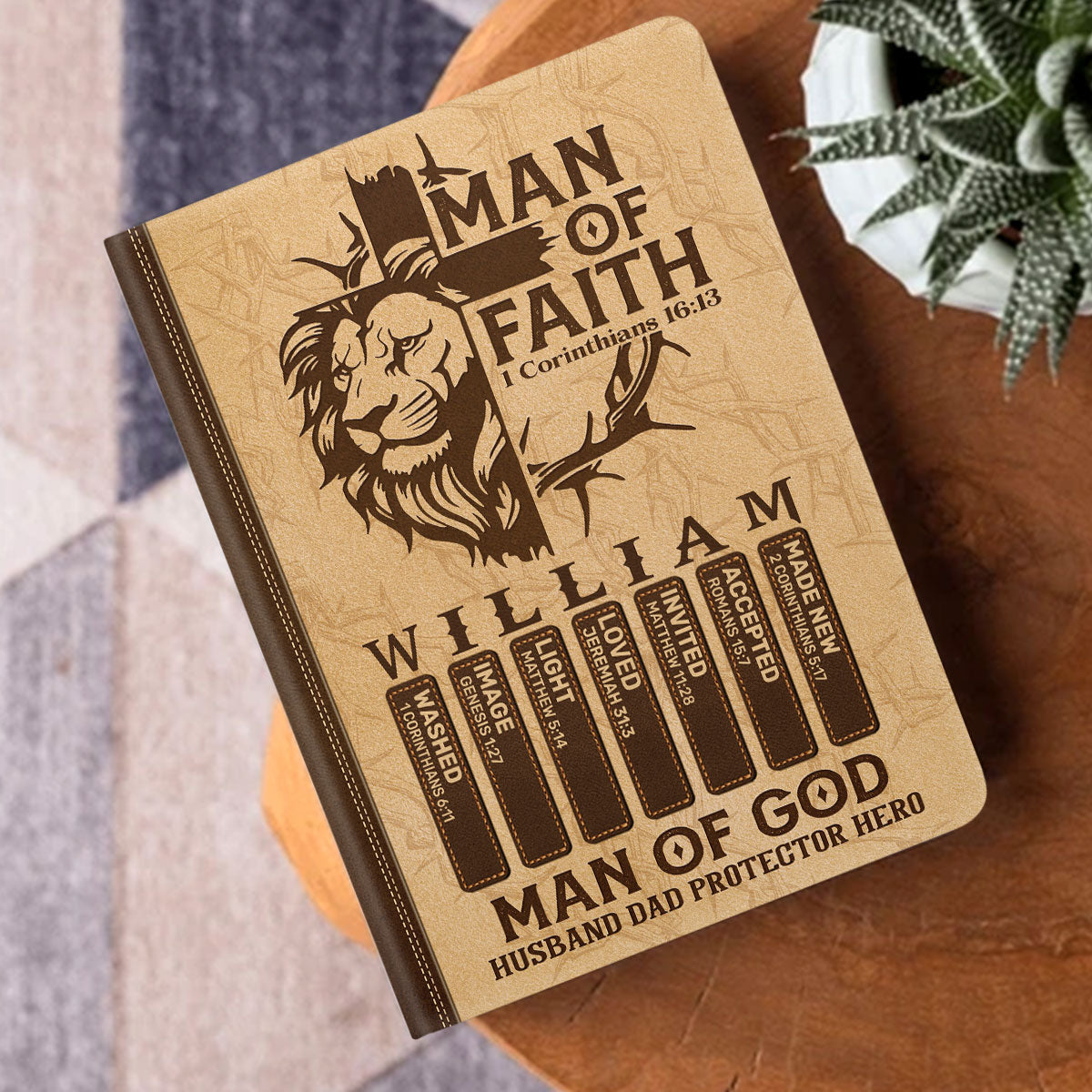Man Of Faith | Personalized Leather Cover Notebook