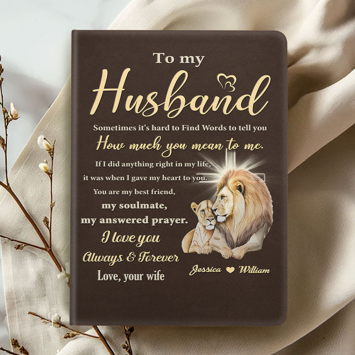 To My Husband | Personalized Leather Cover Notebook