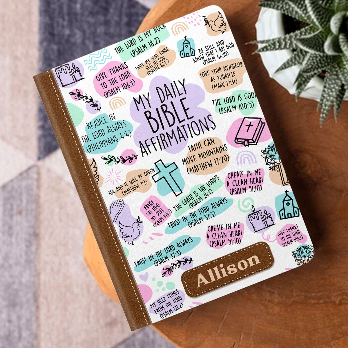 My Daily Bible Affirmations | Personalized Leather Cover Notebook