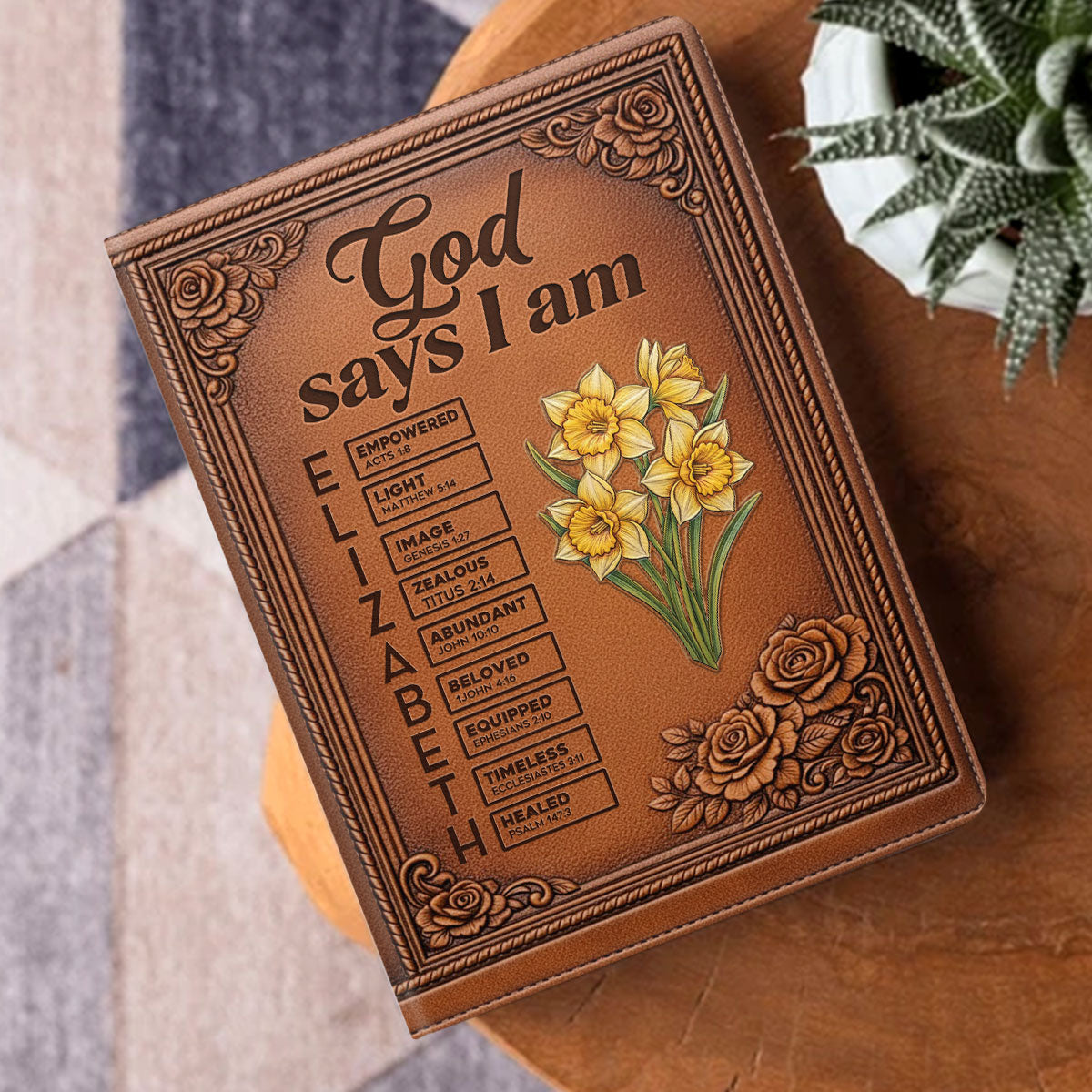 God Says I Am  | Personalized Leather Cover Notebook