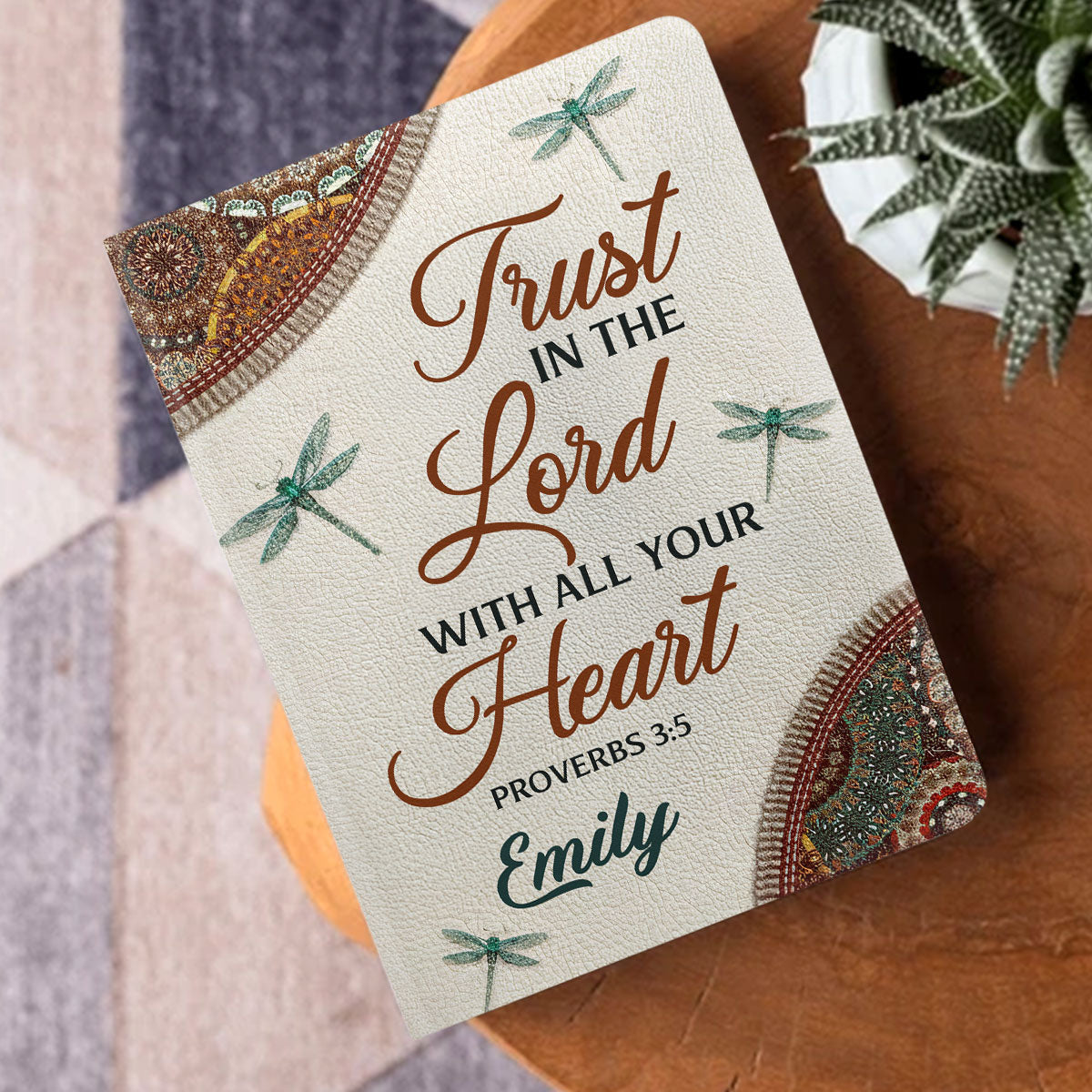 Trust In the Lord With All Your Heart | Personalized Leather Cover Notebook