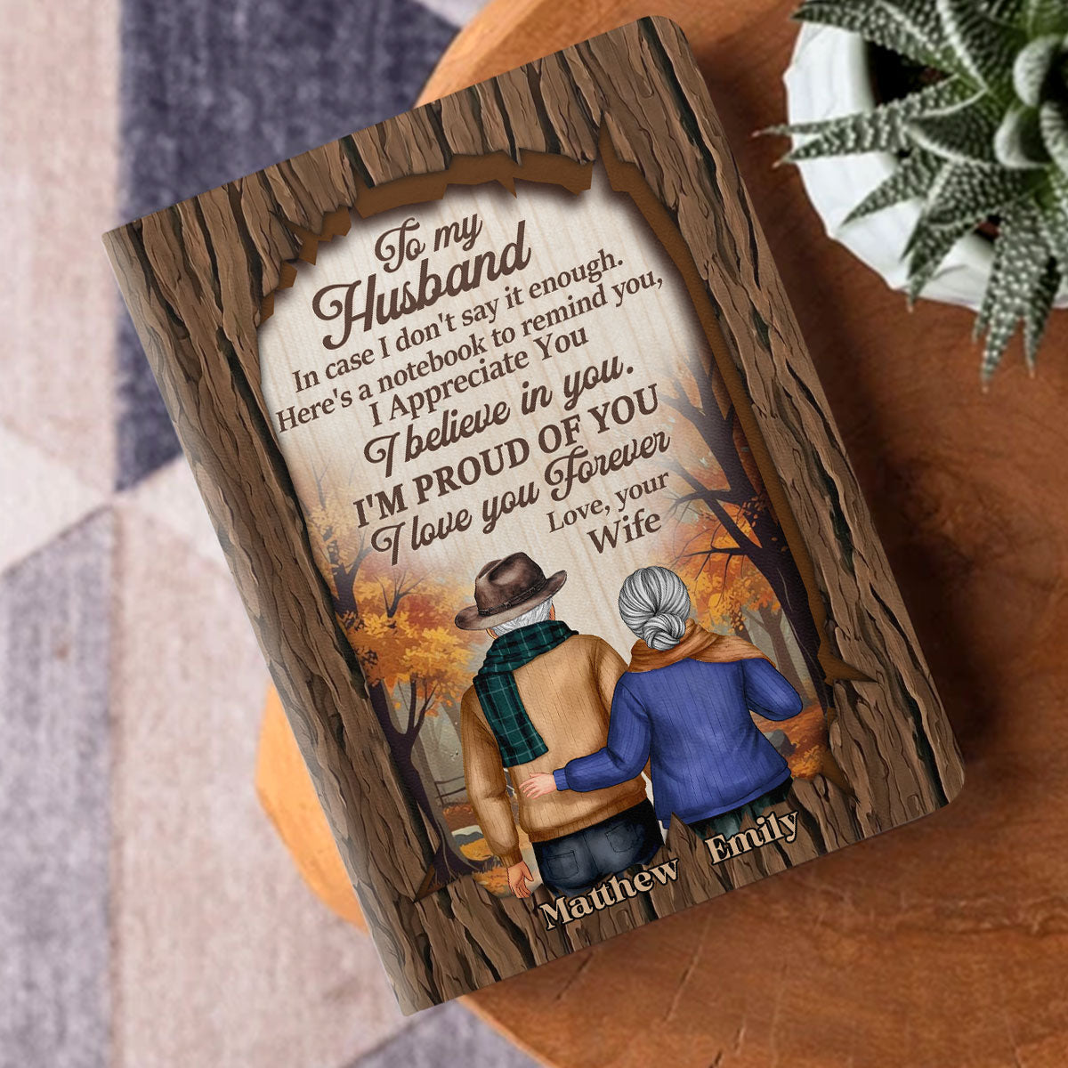 To My Husband | Personalized Leather Cover Notebook