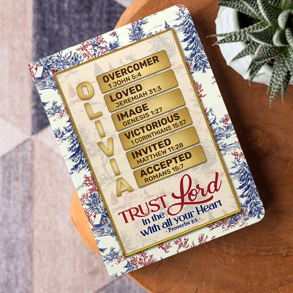 Trust In The Lord With All Your Heart | Personalized Leather Cover Notebook