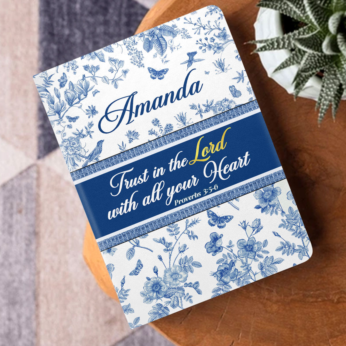 Trust In The Lord With All Your Heart | Personalized Leather Cover Notebook