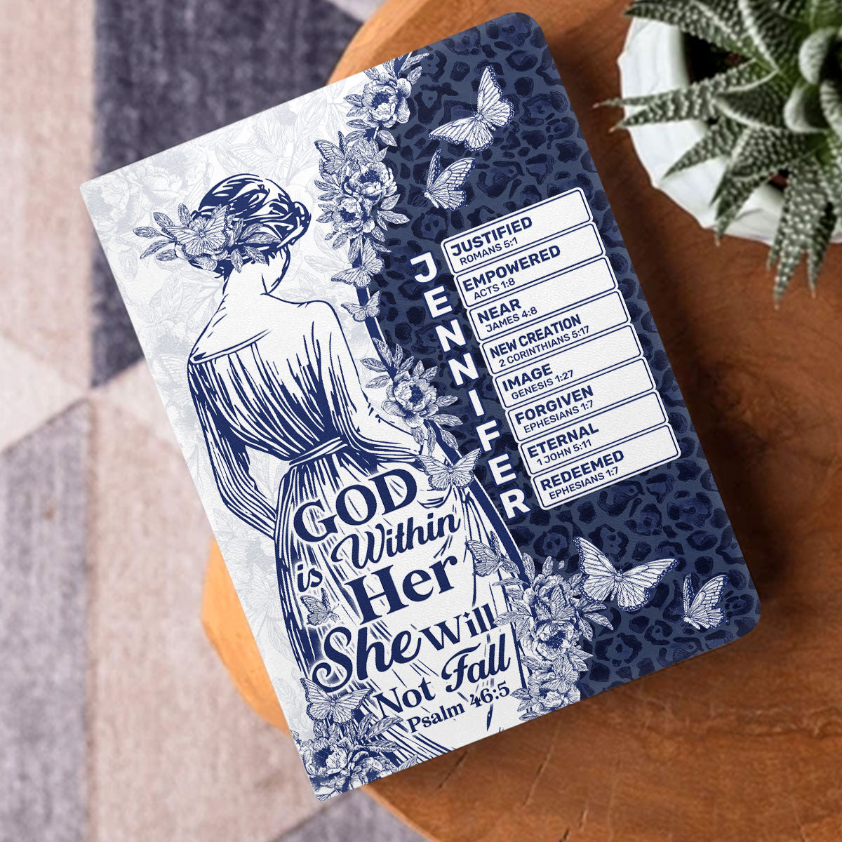 God Is Within Her She Will Not Fall | Personalized Leather Cover Notebook