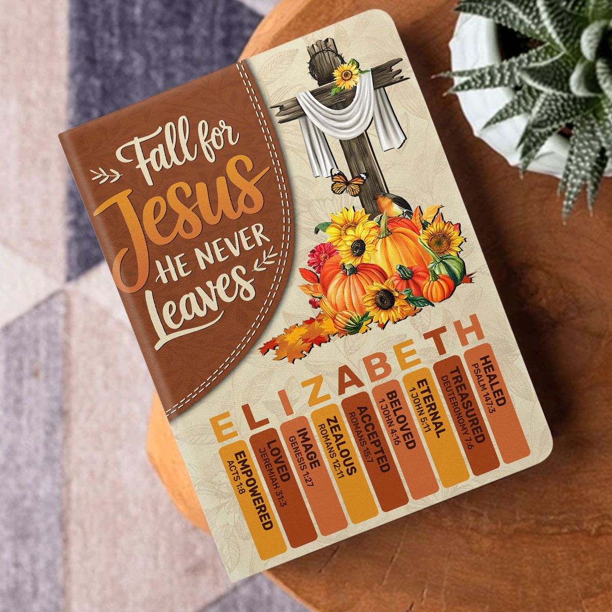 Fall For Jesus  | Personalized Leather Cover Notebook