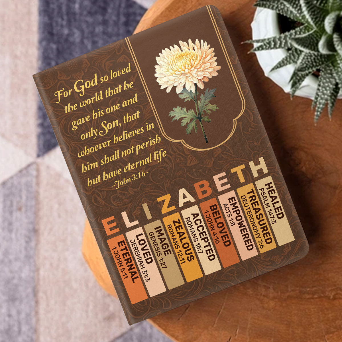 Birth Flower Month | Personalized Leather Cover Notebook