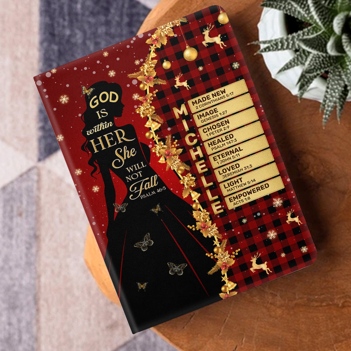 God Is Within Her She Will Not Fall | Personalized Leather Cover Notebook
