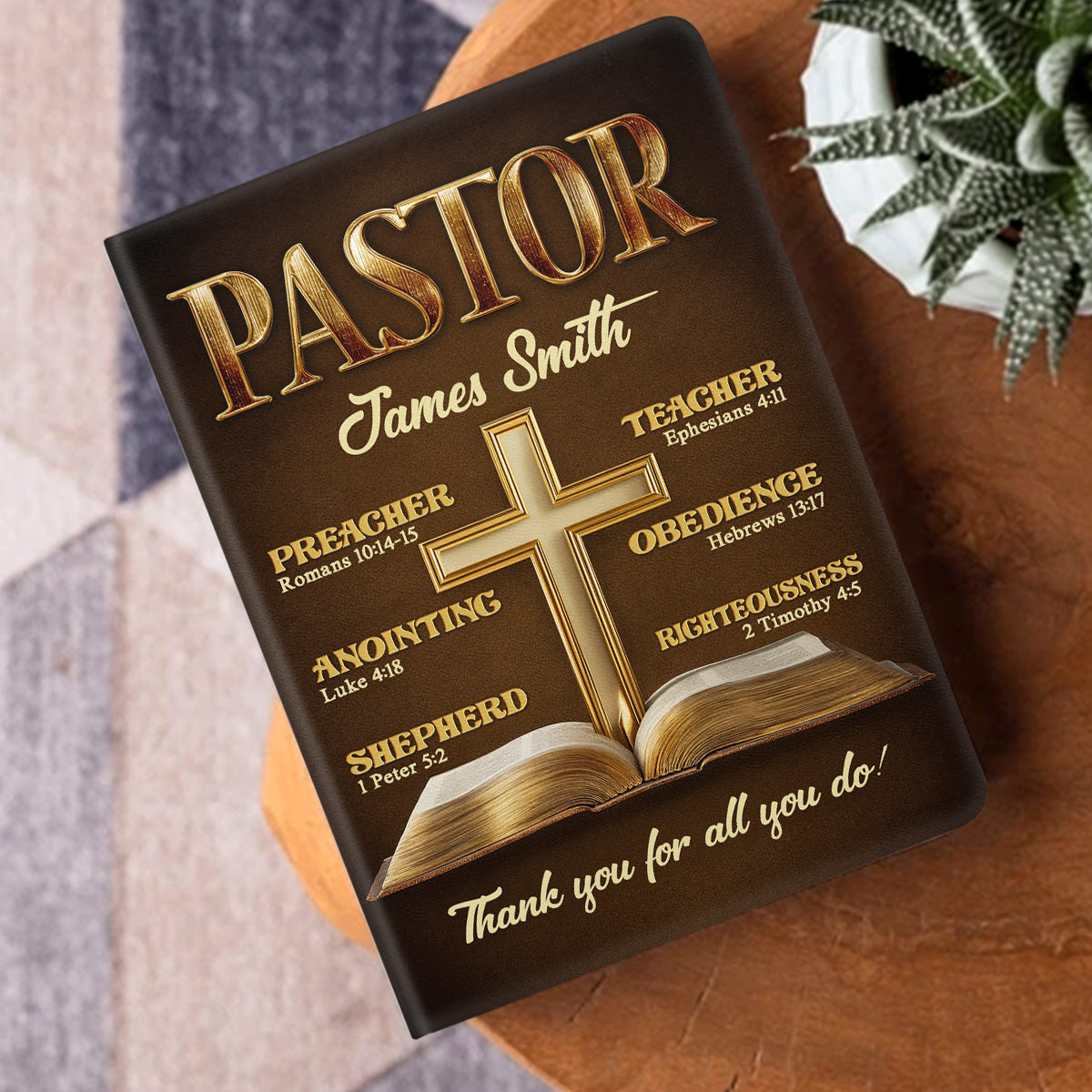 My Preacher, Teacher, & Shepherd | Personalized Leather Cover Notebook