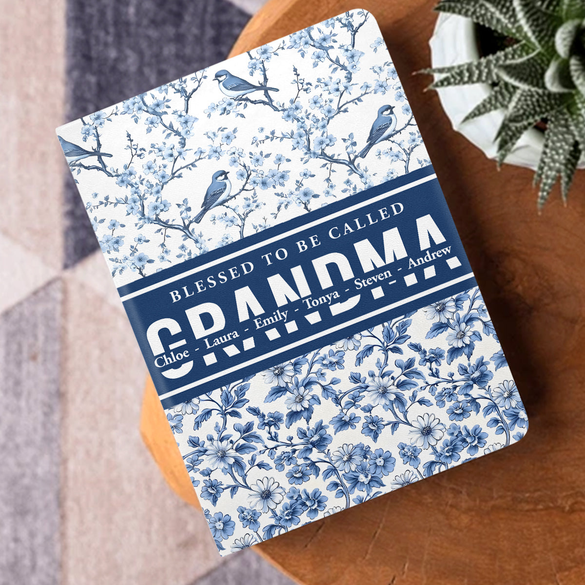 Family In Toile De Jouy | Personalized Leather Cover Notebook