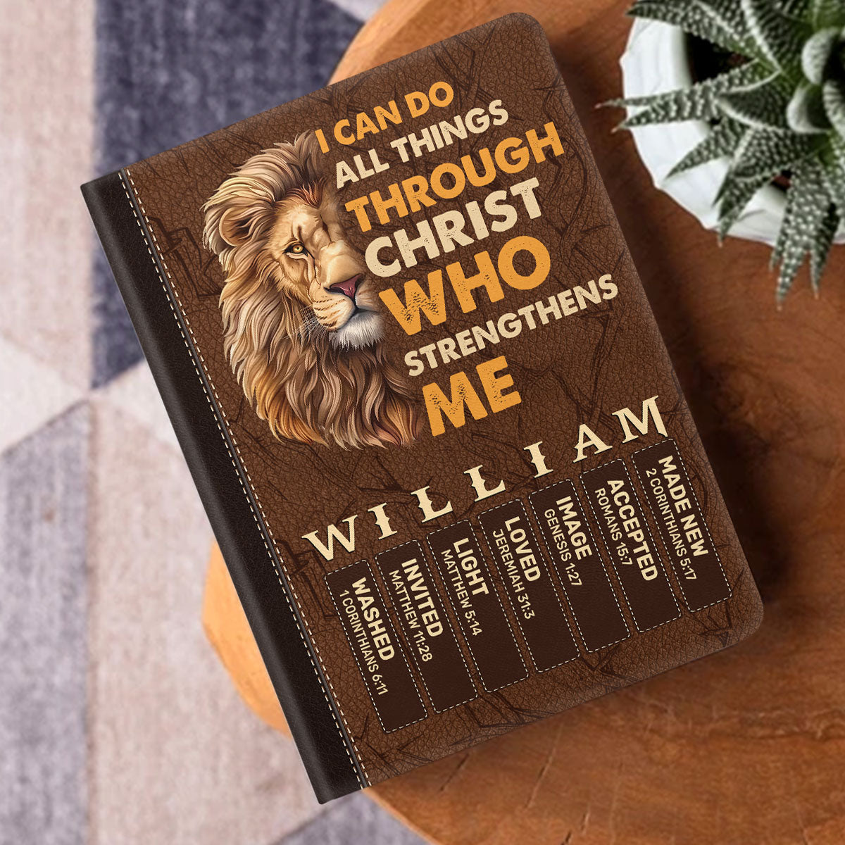 I Can Do All Things Through Christ | Personalized Leather Cover Notebook