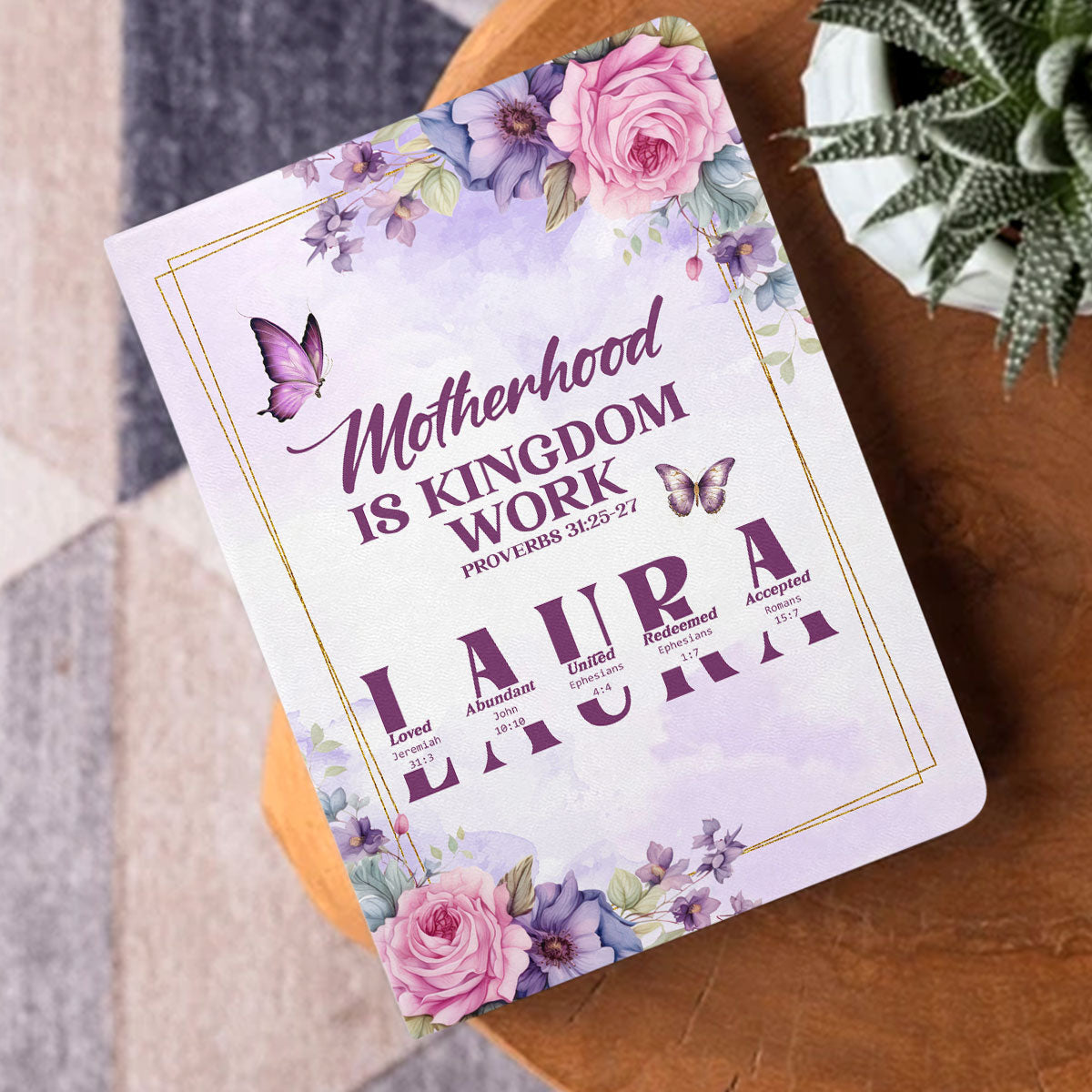 Motherhood is Kingdom Work | Personalized Leather Cover Notebook