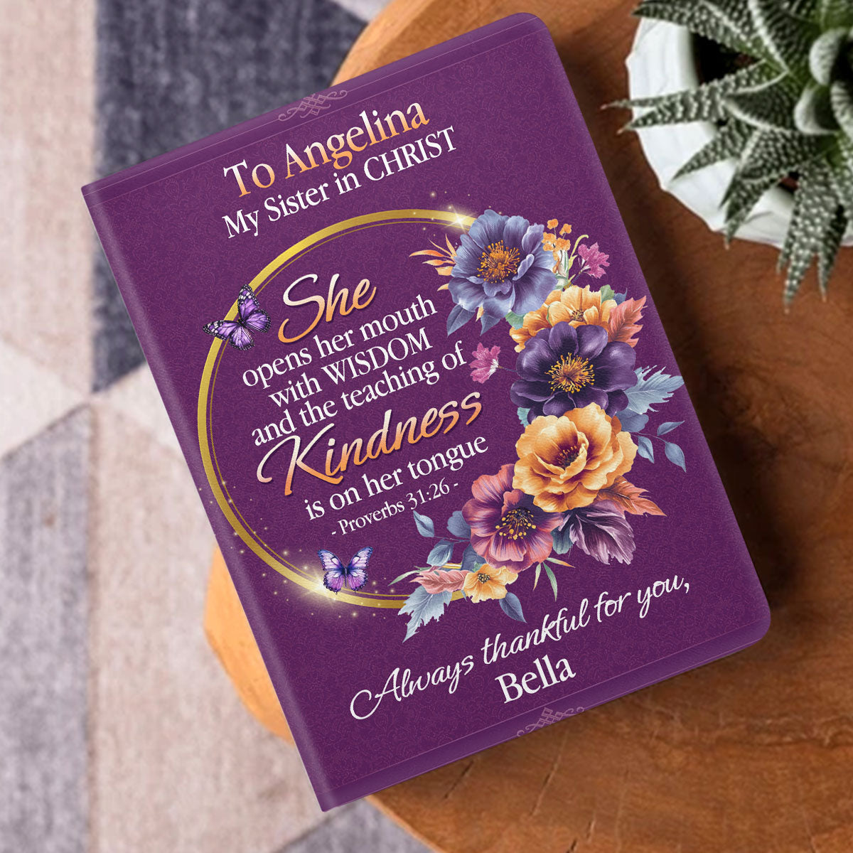 She Opens Her Mouth With Wisdom | Personalized Leather Cover Notebook