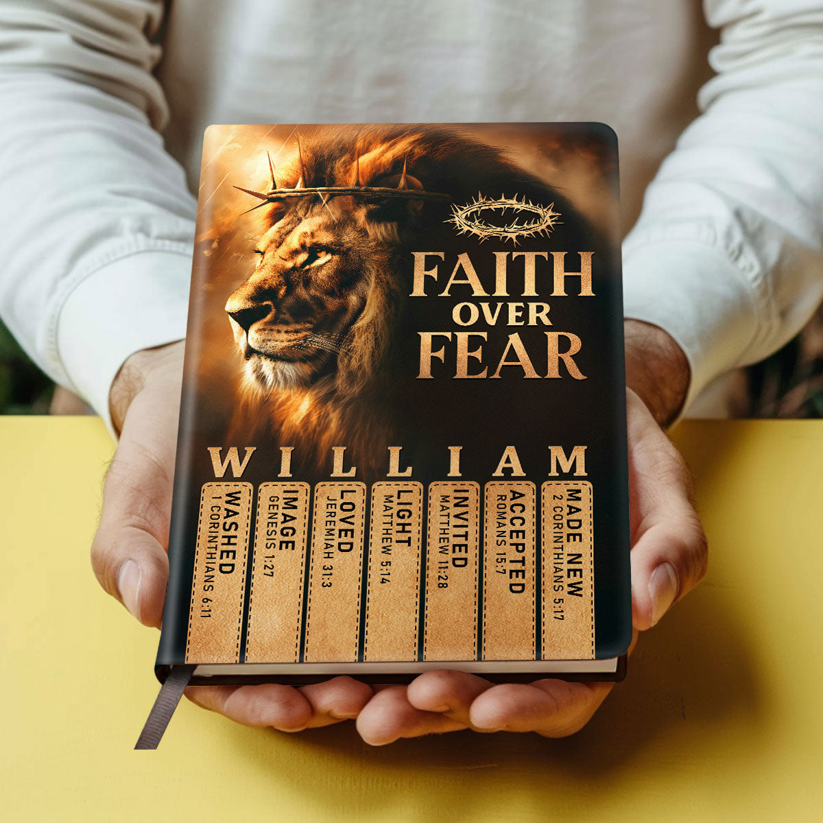 Faith Over Fear | Personalized Leather Cover Notebook