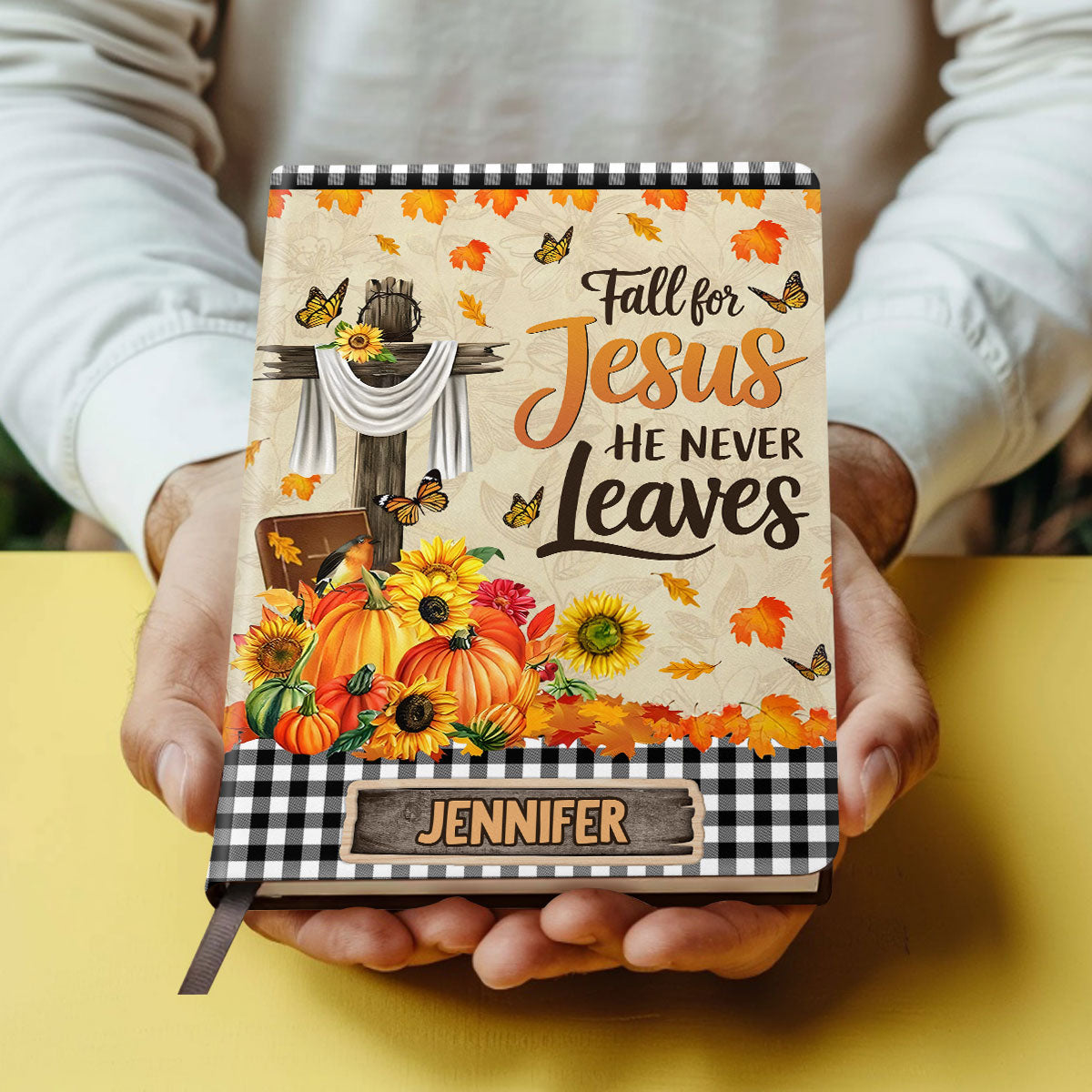 Fall For Jesus  | Personalized Leather Cover Notebook