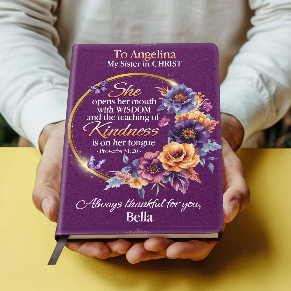 She Opens Her Mouth With Wisdom | Personalized Leather Cover Notebook