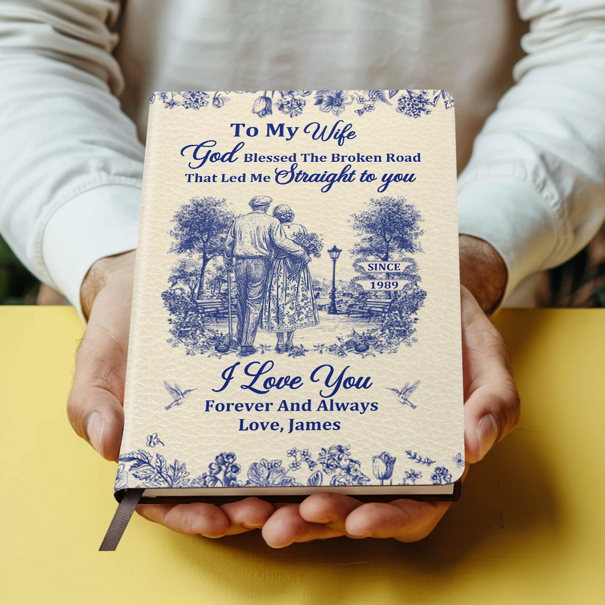 God Blessed The Broken Road | Personalized Leather Cover Notebook