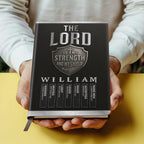The Lord Is My Strength And My Shield | Personalized Leather Cover Notebook