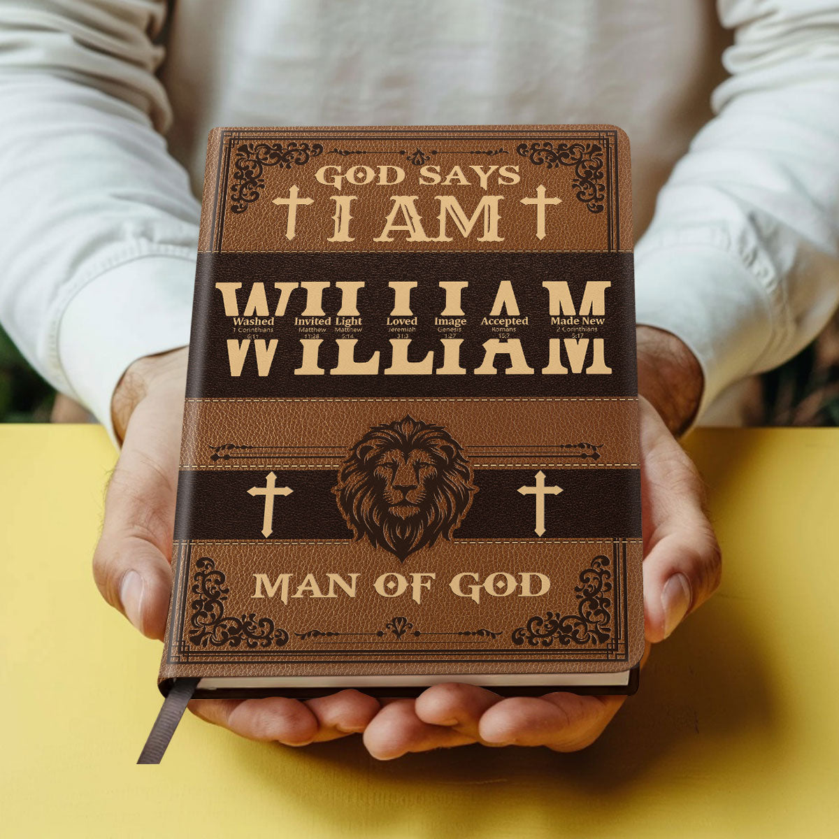 God Says I Am  | Personalized Leather Cover Notebook