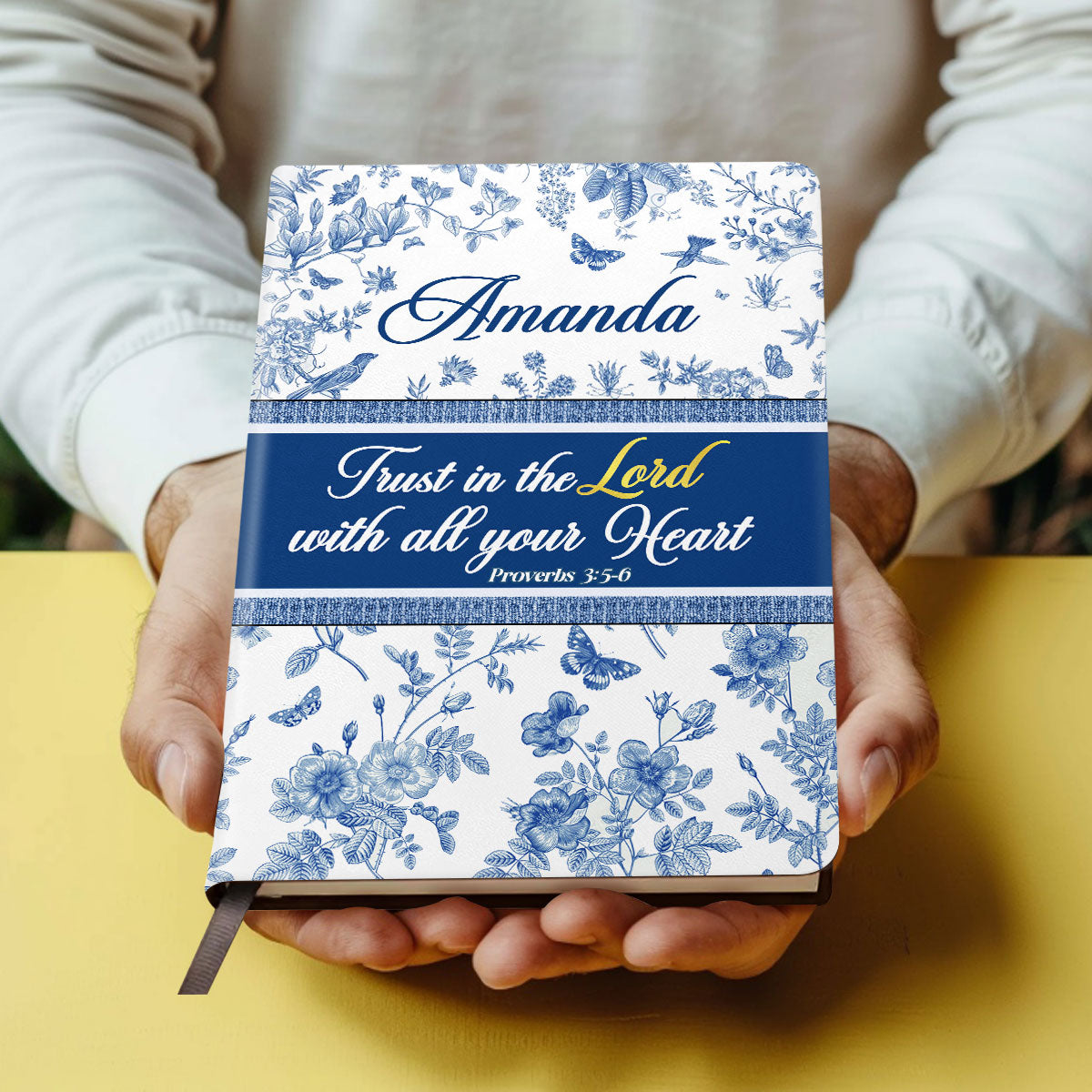 Trust In The Lord With All Your Heart | Personalized Leather Cover Notebook
