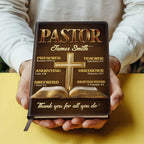 My Preacher, Teacher, & Shepherd | Personalized Leather Cover Notebook