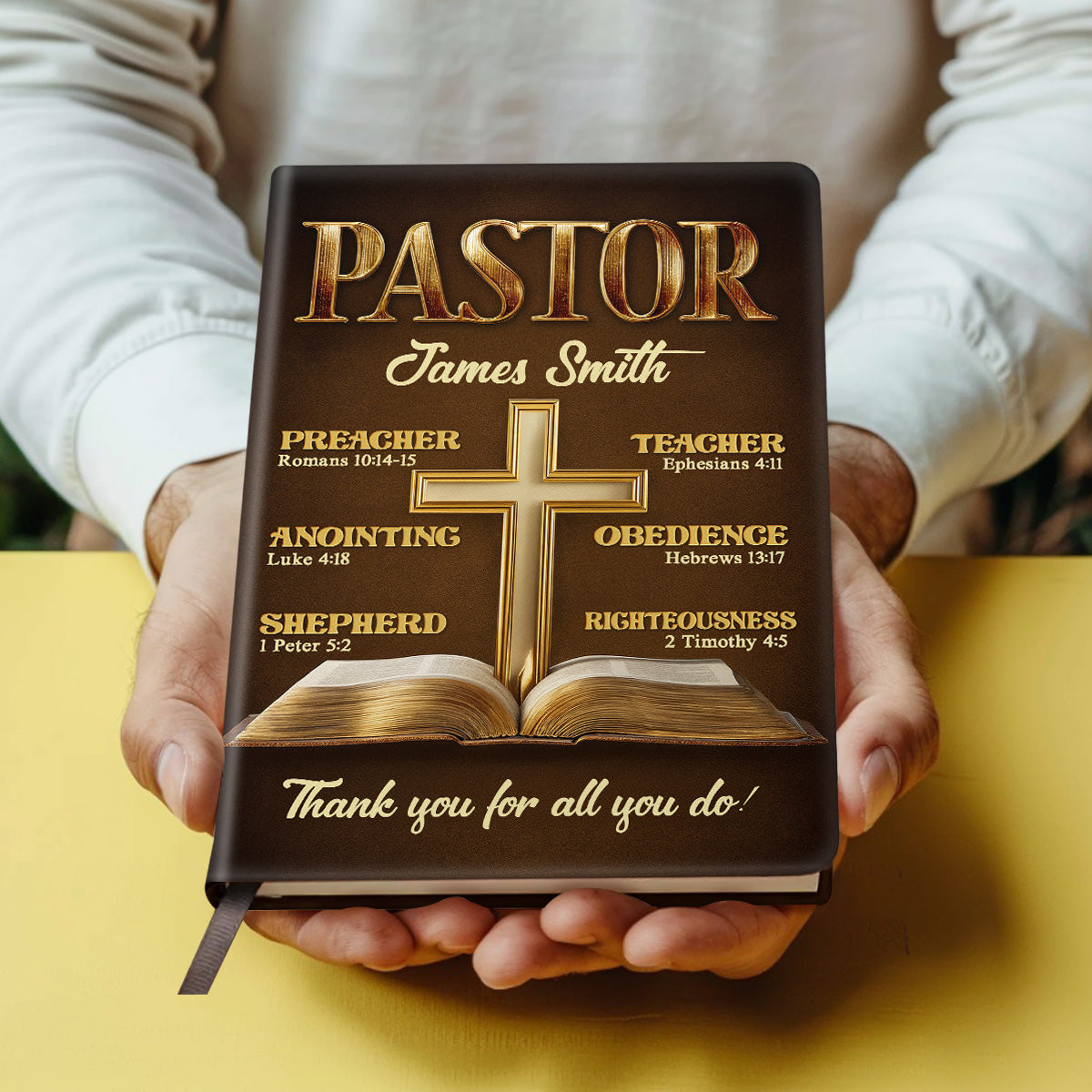 My Preacher, Teacher, & Shepherd | Personalized Leather Cover Notebook