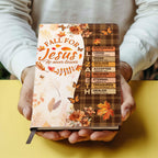 Fall For Jesus He Never Leaves | Personalized Leather Cover Notebook