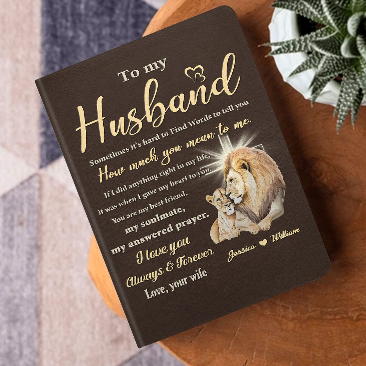 To My Husband | Personalized Leather Cover Notebook