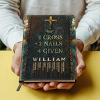 1 Cross 3 Nails 4 Given | Personalized Leather Cover Notebook