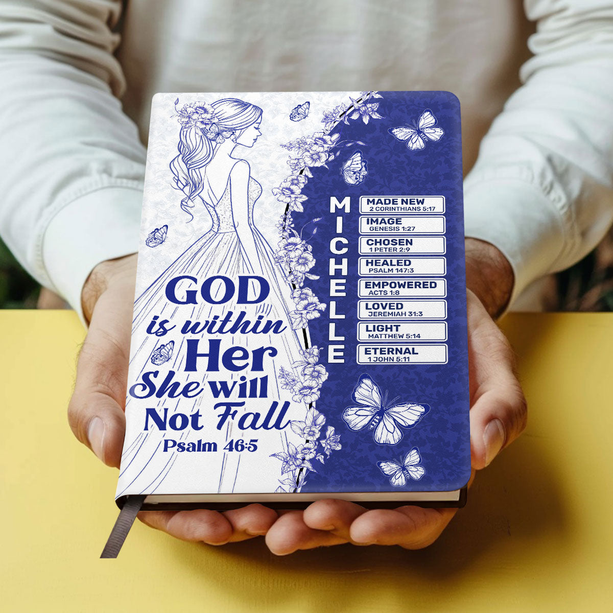 God Is Within Her She Will Not Fall | Personalized Leather Cover Notebook