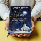 Faithful Pastor Tribute | Personalized Leather Cover Notebook