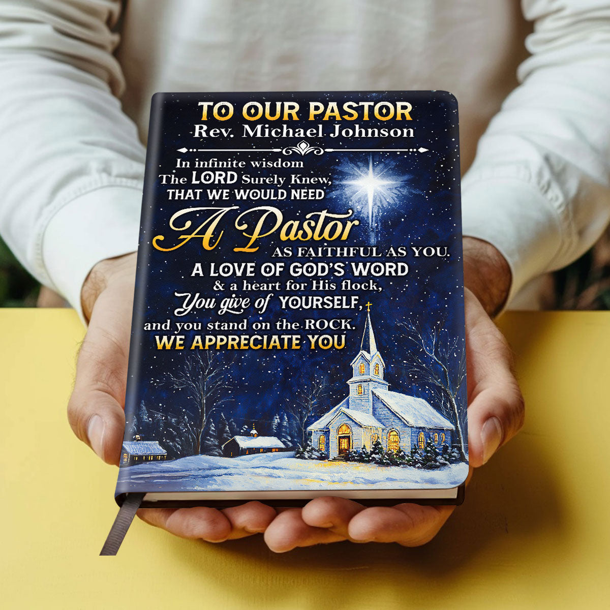 Faithful Pastor Tribute | Personalized Leather Cover Notebook