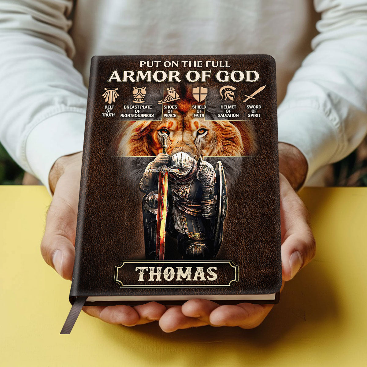 Put On The Full Armor Of God | Personalized Leather Cover Notebook