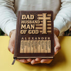 Dad Husband Man Of God | Personalized Leather Cover Notebook