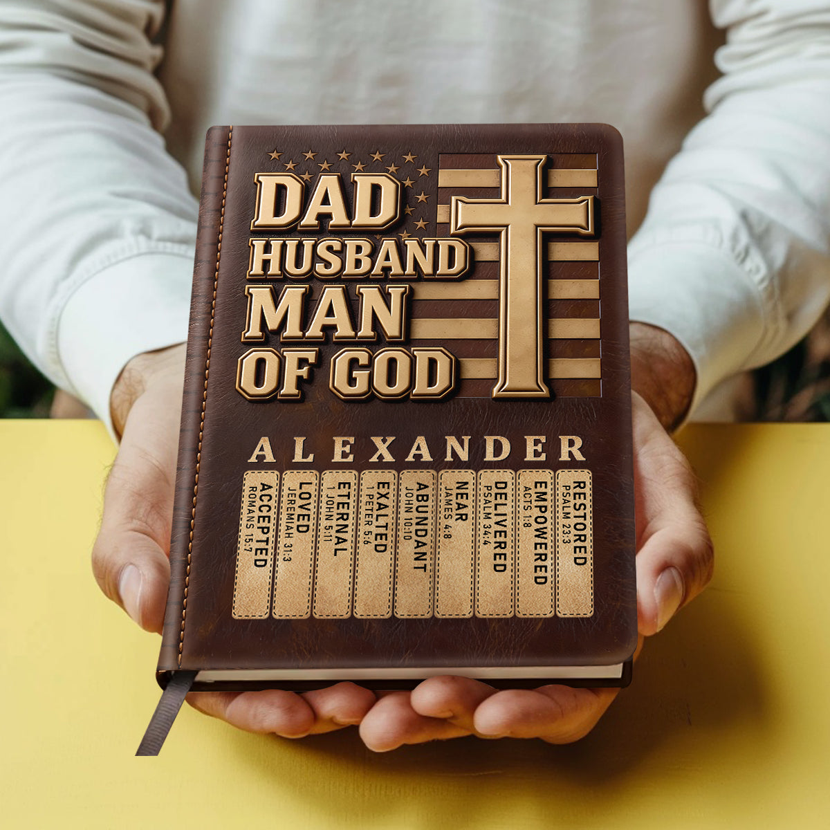 Dad Husband Man Of God | Personalized Leather Cover Notebook