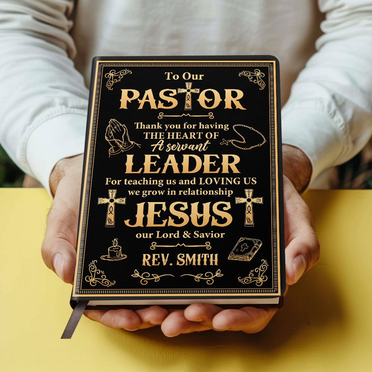 Thank You Pastor | Personalized Leather Cover Notebook