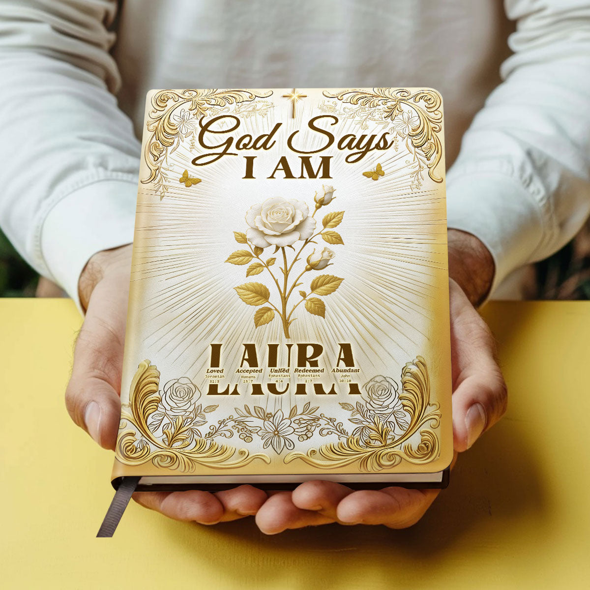 God Says I Am Golden Aura | Personalized Leather Cover Notebook