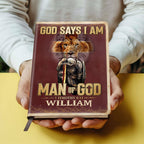 Man Of God Vintage Royal | Personalized Leather Cover Notebook