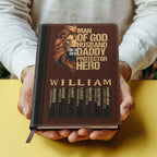 Man Of God Husband Dad Protector Hero | Personalized Leather Cover Notebook
