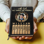 With God All Things Are Possible | Personalized Leather Cover Notebook