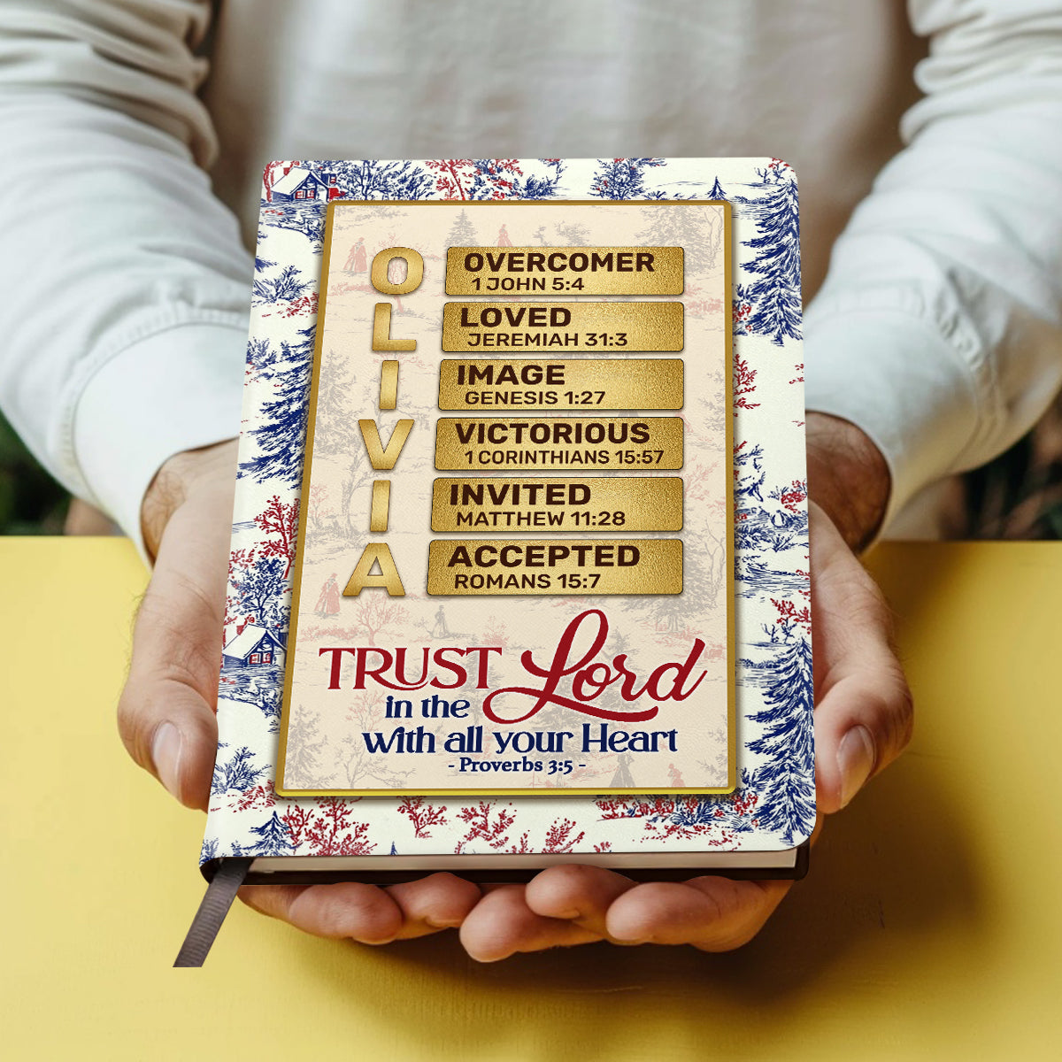 Trust In The Lord With All Your Heart | Personalized Leather Cover Notebook