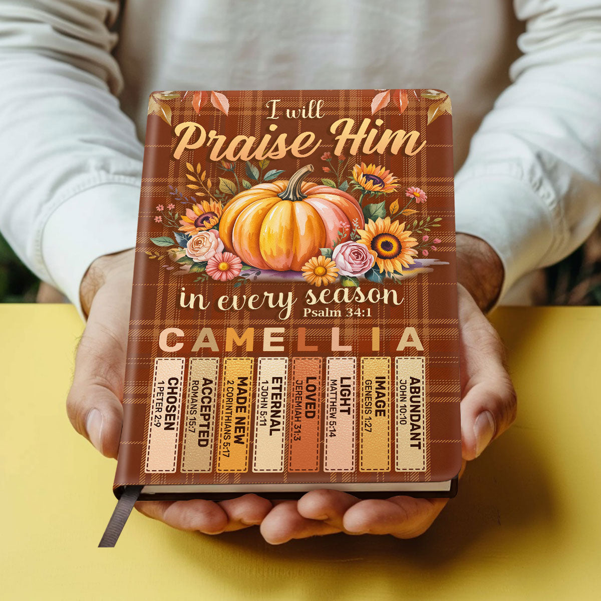 I Will Praise Him In Every Season | Personalized Leather Cover Notebook