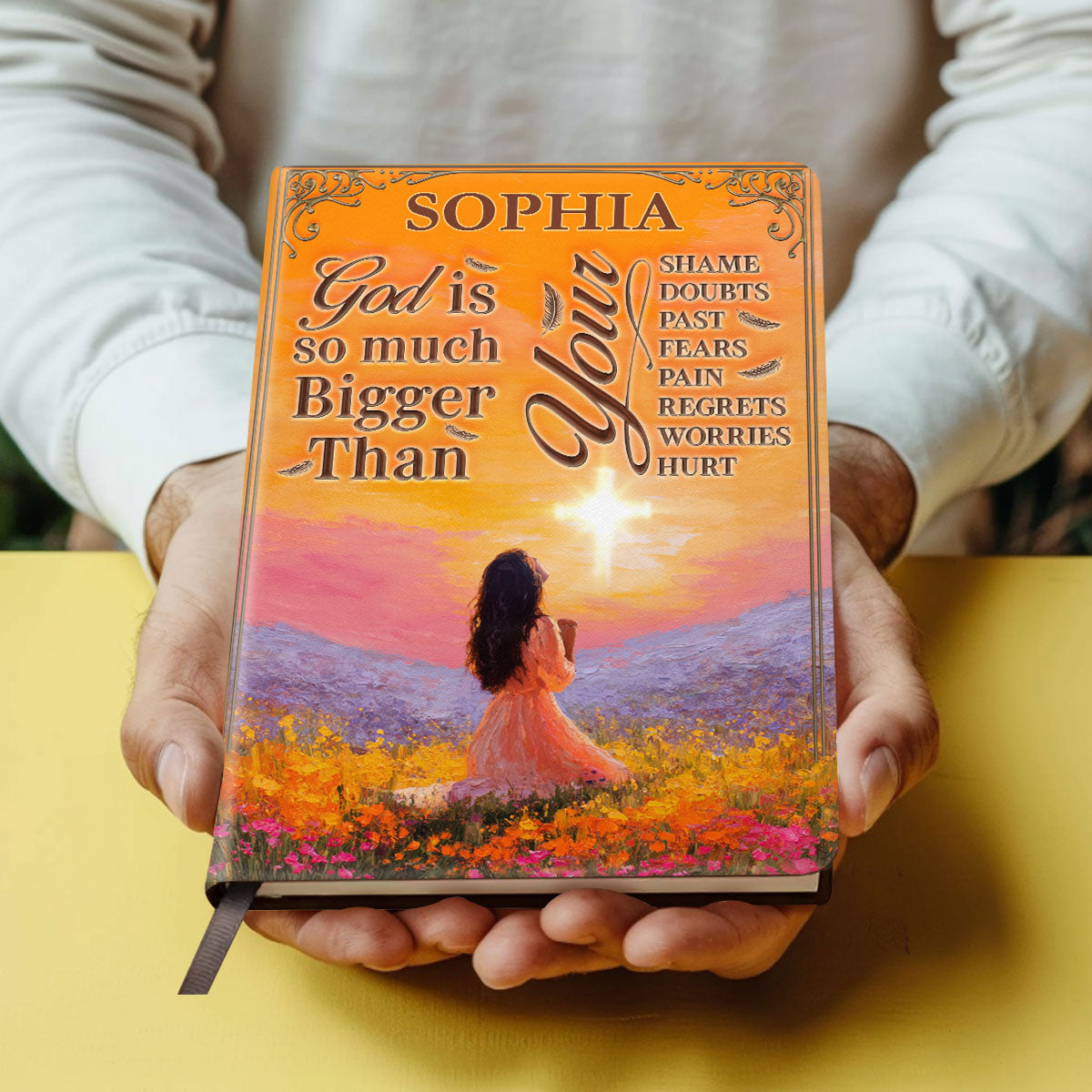 God Is So Much Bigger Than | Personalized Leather Cover Notebook
