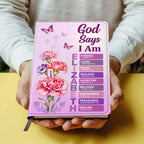 God Says I Am Birth Month Flower | Personalized Leather Cover Notebook