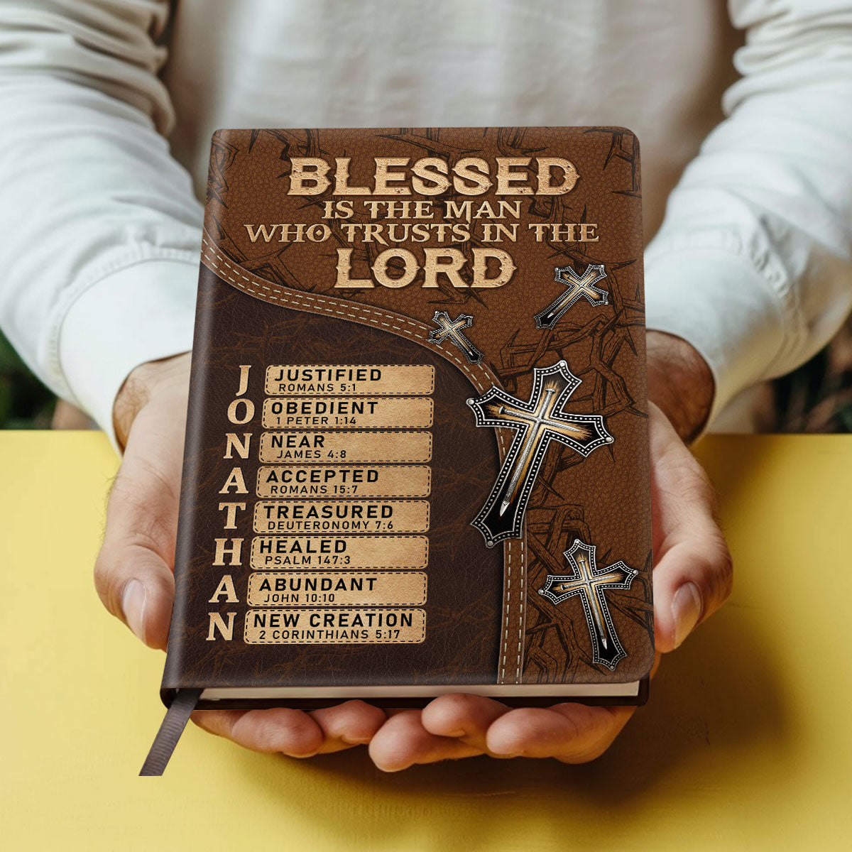 Blessed Is The Man Who Trusts In The Lord | Personalized Leather Cover Notebook