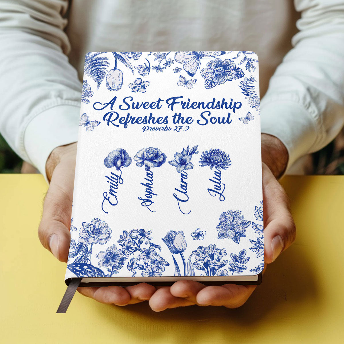 A Sweet Friendship Refreshes the Soul | Personalized Leather Cover Notebook
