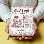 God Says I Am Toile De Jouy | Personalized Leather Cover Notebook