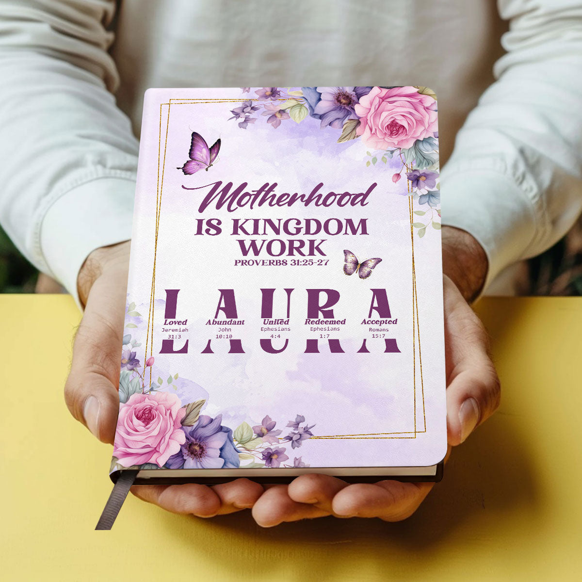 Motherhood is Kingdom Work | Personalized Leather Cover Notebook