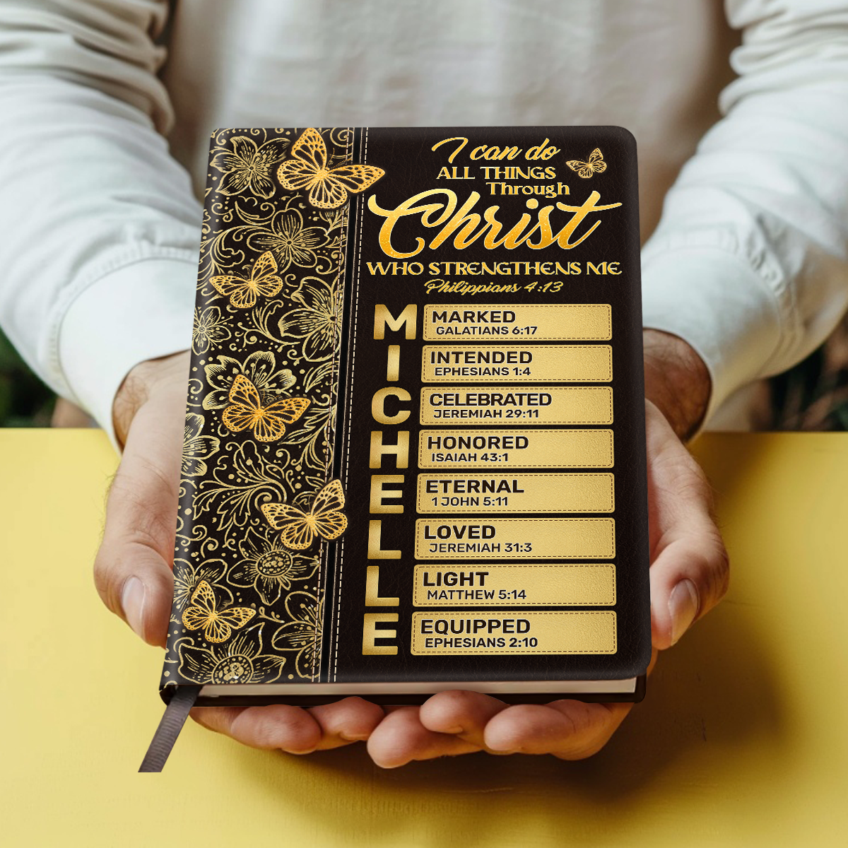 I Can Do All Things Through Christ Who Strengthens Me  | Personalized Leather Cover Notebook